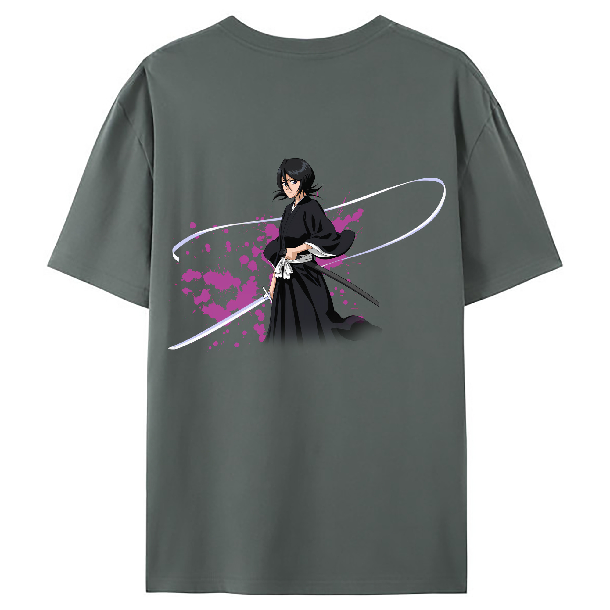 （画像用） ブリーチ 朽木ルキア BLEACH Kuchiki Rukia 綿100％ メンズ半袖Tシャツ（バックプリント） 通気性